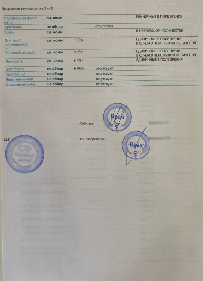 Общий анализ кала (форма 219/у)+
